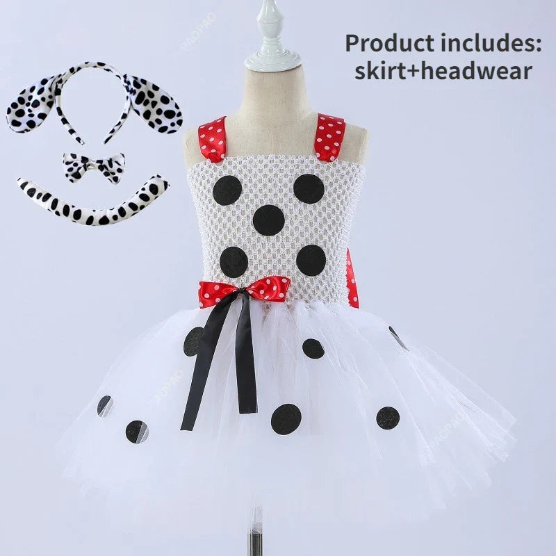 Cralom Dalmatians Mesh Tutu Dress for Girls