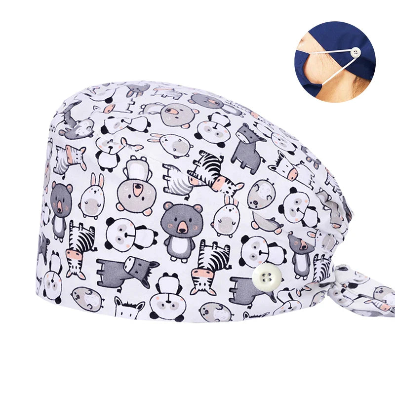 Cralom Cotton Scrub Caps with Sweatband for Medical Professionals