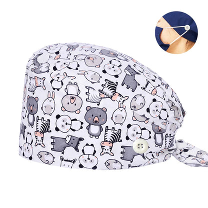 Cralom Cotton Scrub Caps with Sweatband for Medical Professionals