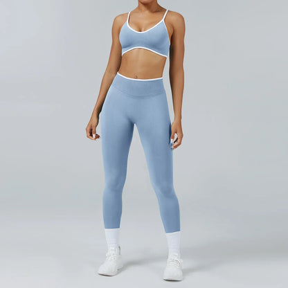 Cralom Seamless Yoga Set: Backless Sports Bra & Quick-Dry Leggings for Fitness