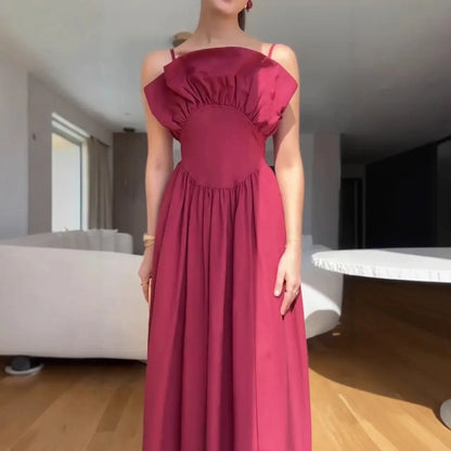 Cralom Ruffle Edge Strapless Dress Summer 2025 Slim Fit