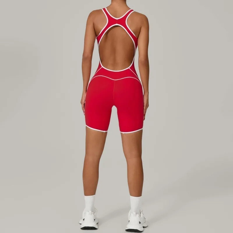 Cralom Seamless Yoga Romper: Fashion Open Back Sculpting Bodysuit