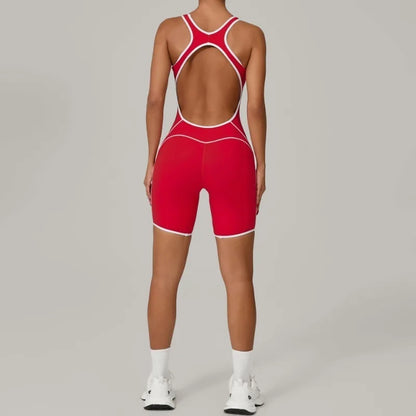 Cralom Seamless Yoga Romper: Fashion Open Back Sculpting Bodysuit