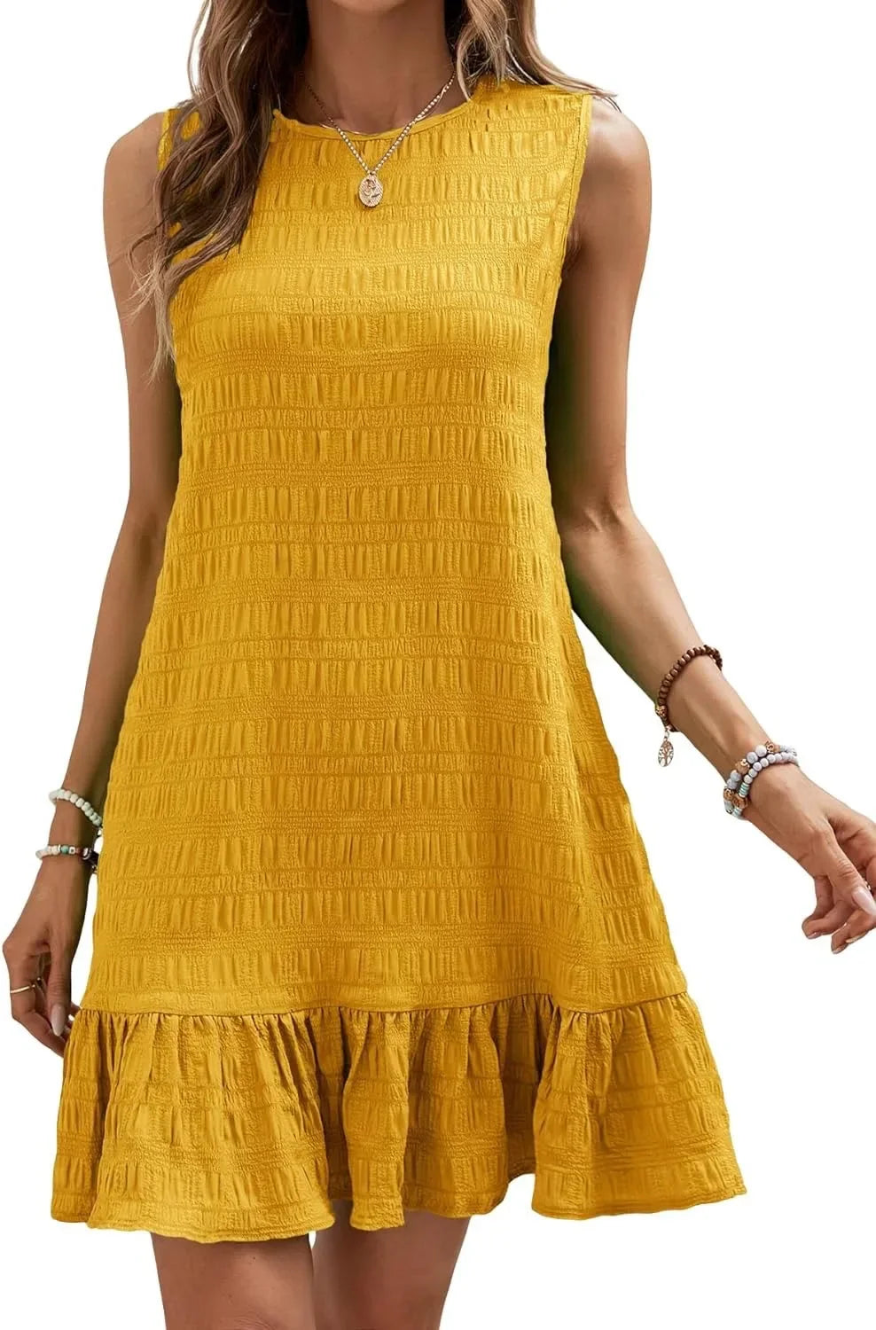 Cralom Women's Summer A-Line Midi Dress - Elegant Vintage Casual Loose Short Dresses