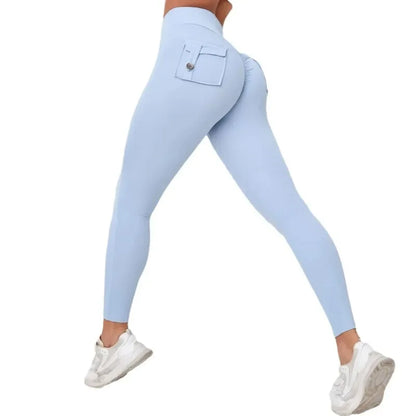 Cralom Seamless Yoga Leggings with Hip-lifting Design & Pocket