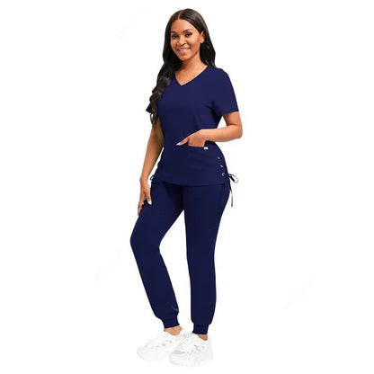 Cralom Women's Scrubs Set: Pink Navy Red Black Beauty Nurse Uniform