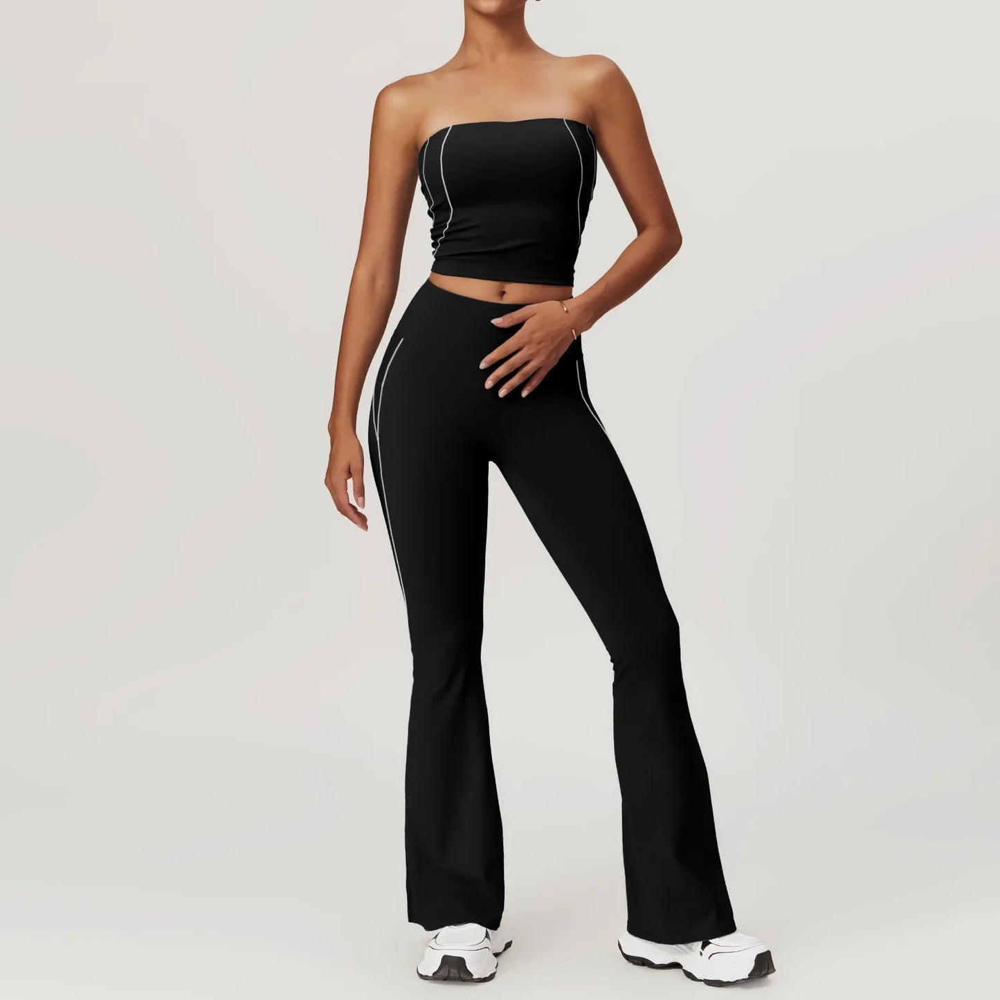 Cralom Summer Yoga Set for Women: 2 Piece Tight Fit Sports Suit