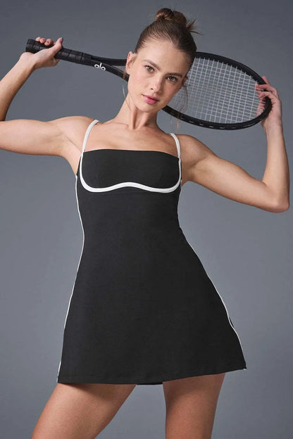 Cralom Yoga Tennis Dress Sportswear with Leggings & Sports Pocket