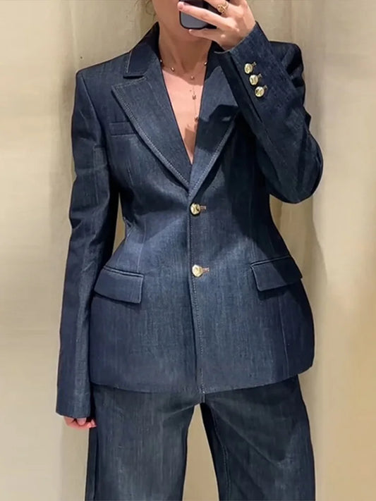 Cralom 3-Piece Denim Streetwear Set - High Waist Wide Leg Jeans