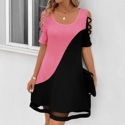 Cralom Mesh Hollow Splice Jumpsuit Mid Skirt