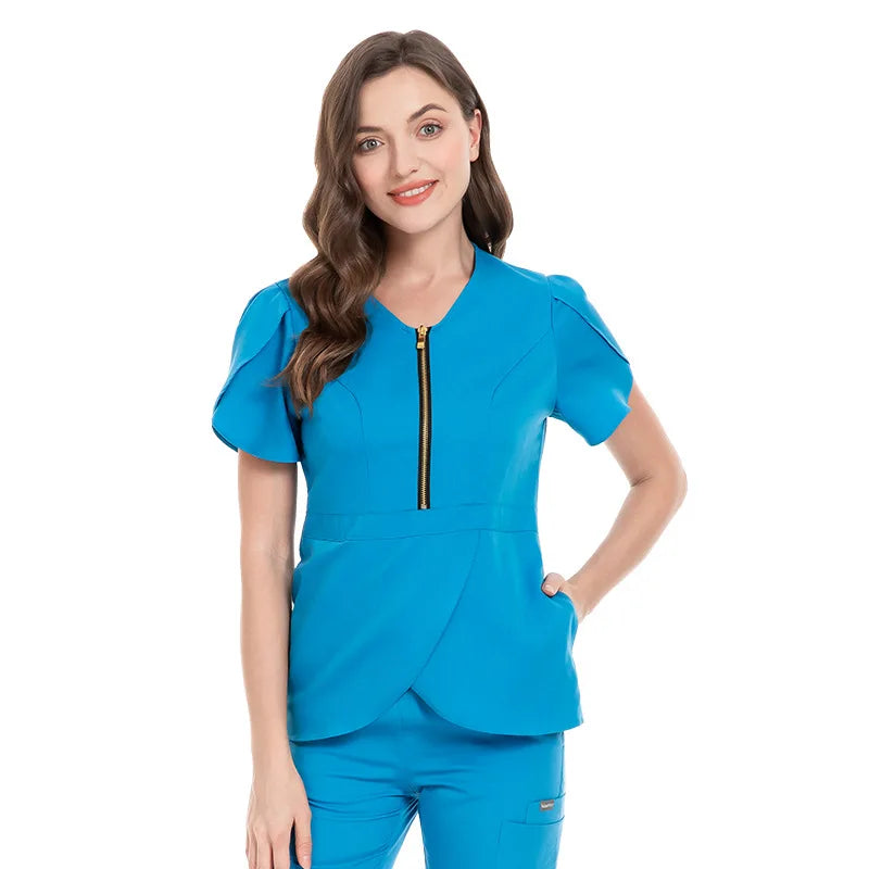 Cralom Women's Solid Color Hospital Scrub Set