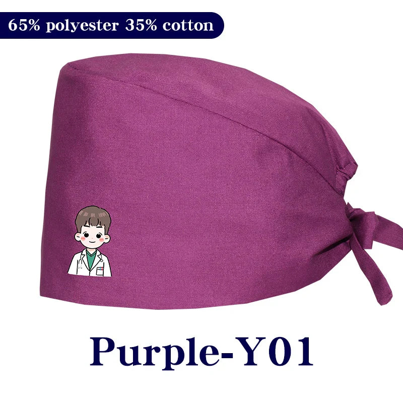 Cralom Cartoon Printed Surgical Scrub Caps for Medical & Pet Grooming Pros