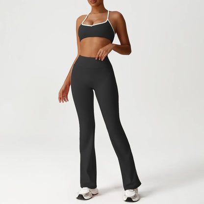 Cralom Color Block Seamless Yoga Set: Backless Bra & Booty-Lifting Leggings