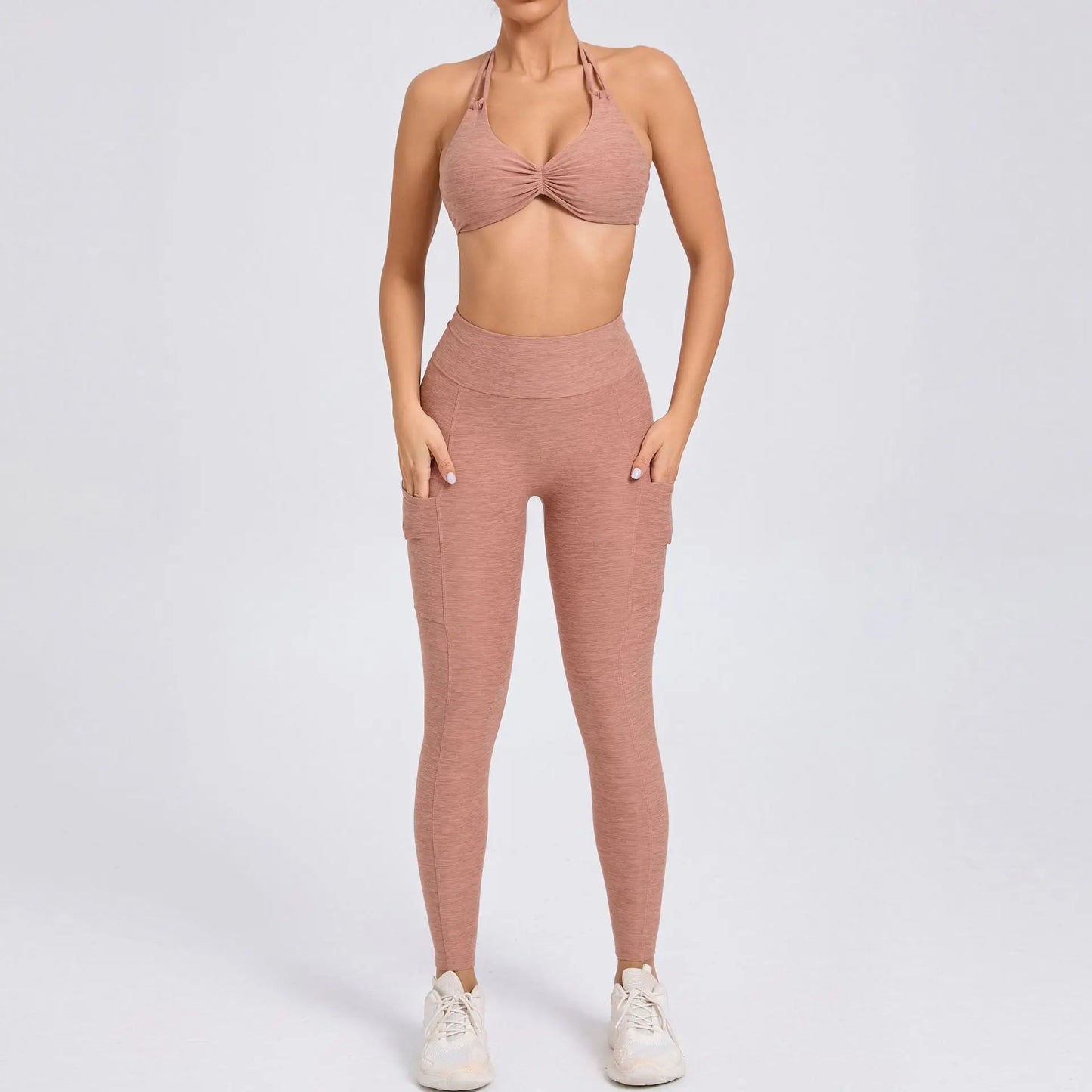 Cralom Color-Block High Waist Yoga Set - Slim Fit Bra & Pants