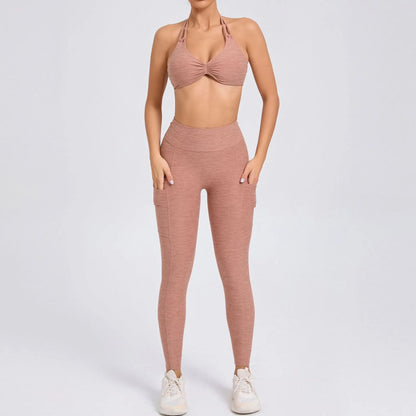 Cralom Color-Block High Waist Yoga Set - Slim Fit Bra & Pants