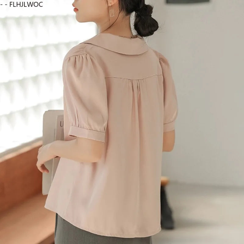 Cralom Pink Chiffon Button-Up Blouse - Summer 2025 Collection