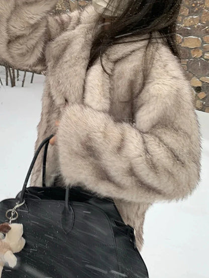 Cralom Solid Maomao Coat Lapel Long Sleeve Jackets for Women