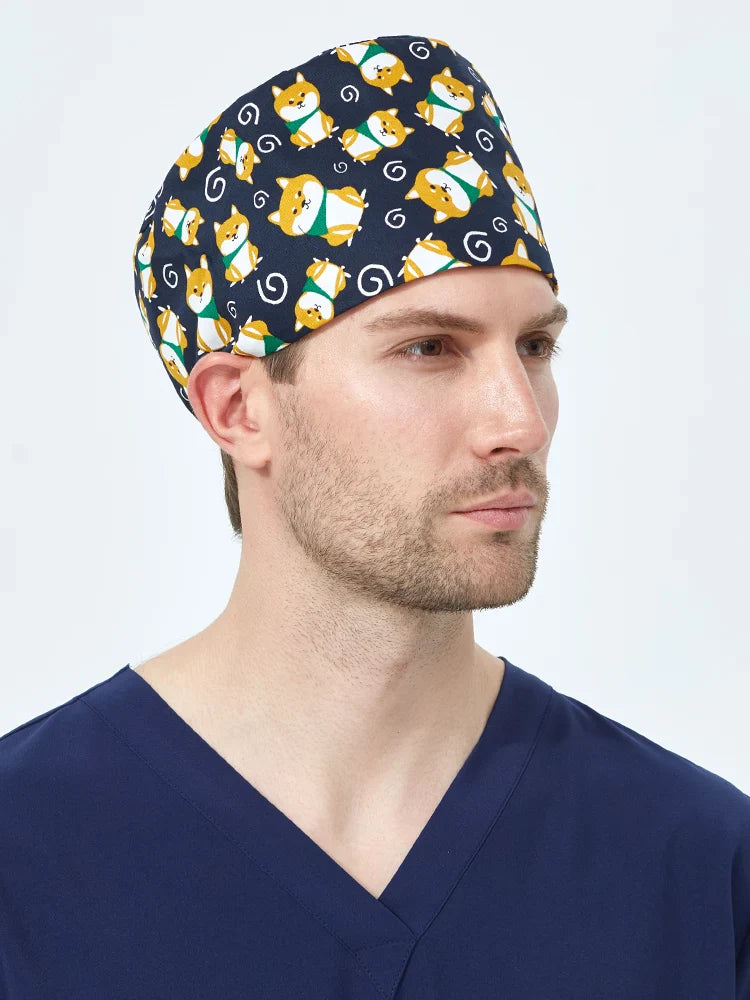 Cralom Shiba Inu Surgeon Scrub Cap - Unisex Surgical Hat in Cute Design