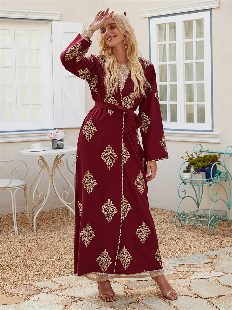 Cralom Red Open Kimono Abaya - Cralom Ramadan Collection