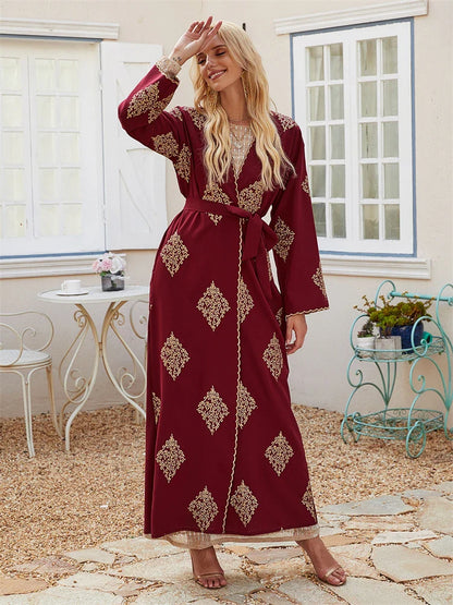 Cralom Red Open Kimono Abaya - Cralom Ramadan Collection