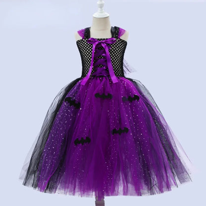 Cralom Sequins Mesh Bubble Skirt: Easter Bat Cosplay Dress for Witch Role