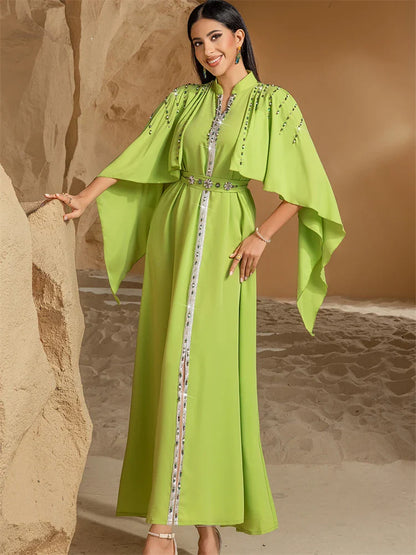 Cralom Ramadan Eid Abaya with Diamonds, Ideal for Evening Parties & Muslim Prayer