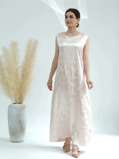 Sleeveless Satin Abaya Long Dress for Women by Cralom: Ramadan Eid Style