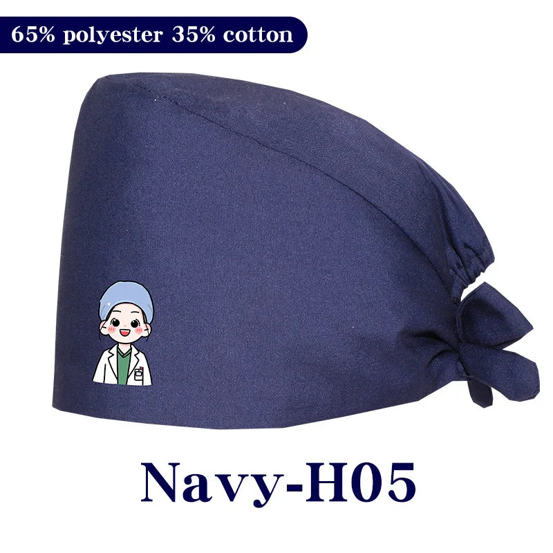 Cralom Cartoon Printed Surgical Scrub Caps for Medical & Pet Grooming Pros