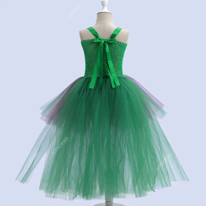 Cralom Dark Queen Witch Tu Tu Dress with Feather Tail for Children's Day