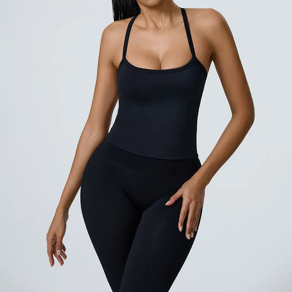 Cralom Yoga Tank Top Women Workout Gym Training Vest Quick Dry Sportswear