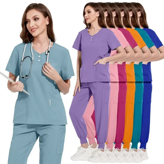 Cralom Medical Uniforms: Women's Doctor Nurse Scrubs Jogger Set for Hospital Workwear