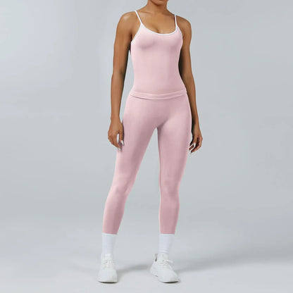 Cralom Yoga Set: Backless Sports Vest & Quick-Dry Leggings for Gym & Pilates