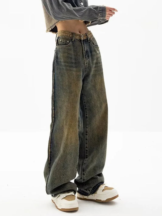 Cralom Vintage High Waist Wide Leg Jeans for Women