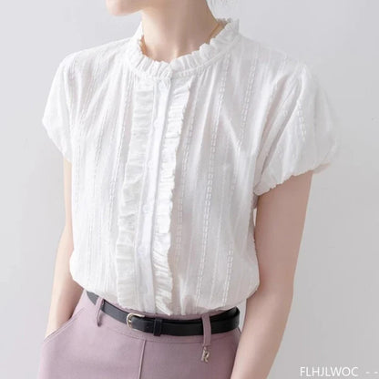 Cralom Ruffles Blouse in Sweet Japan Style for Preppy Girls