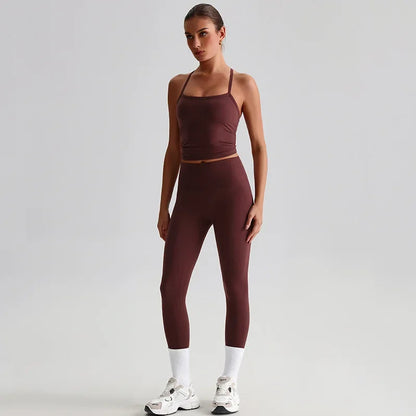 Cralom Naked Feel Seamless Yoga Set: Sports Bra & High-Waisted Leggings