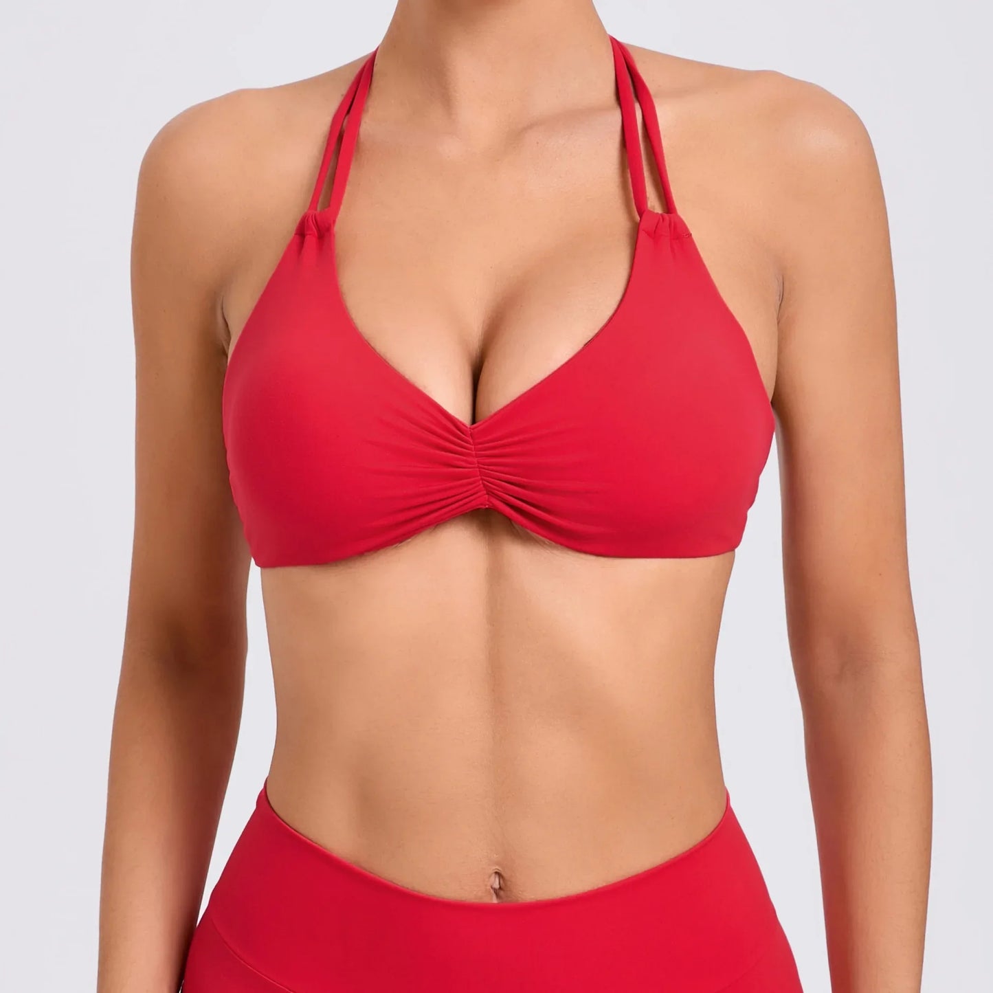 Adjustable Yoga Sports Bra for Women by Cralom: Halter Cross-Back Workout Top