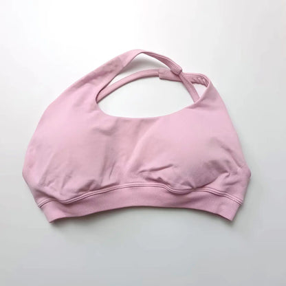 Cralom Asymmetric High Support Halter Sports Bra for Women - Backless Fitness Activewear