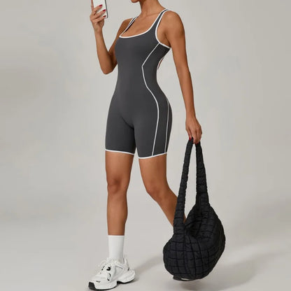 Cralom Seamless Yoga Romper: Fashion Open Back Sculpting Bodysuit