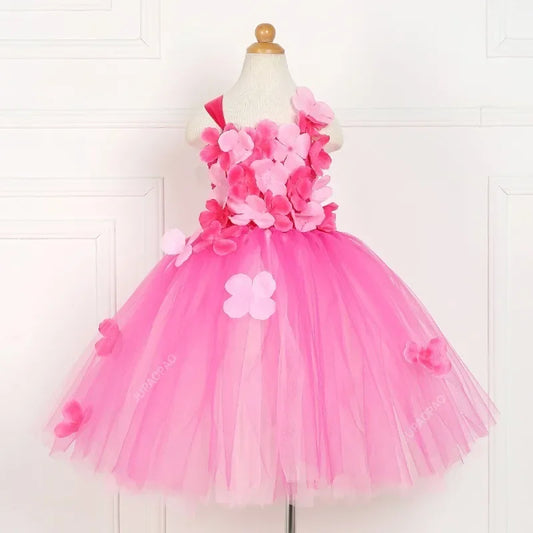 Cralom Pink Petal Princess Wedding Dress - Elegant Tulle Party Outfit