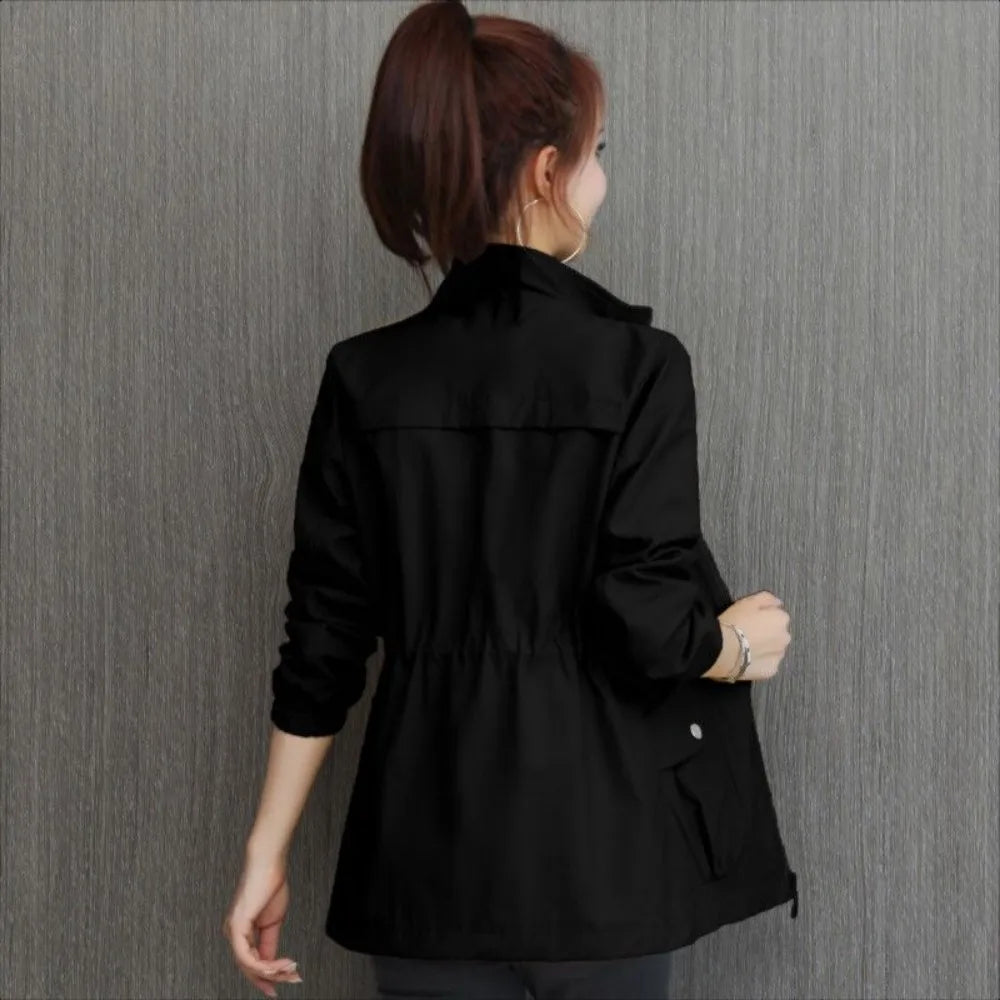 Cralom Khaki Windbreaker Jacket: Modern, High Quality & Elegant Outerwear for Women