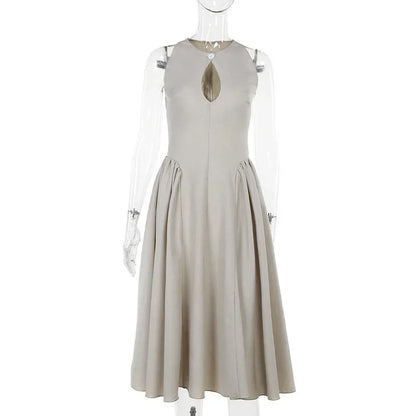 Cralom Sleeveless V-neck Hollowed Out A-list Dress for 2024 Summer