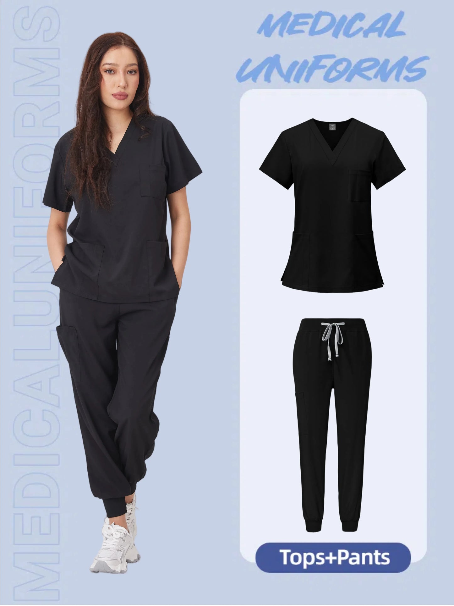 Cralom Anti-Wrinkle Nurse Scrubs Set with Pockets