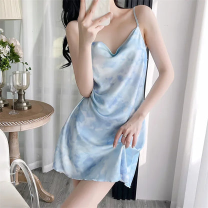 Cralom Sensual Floral Silk Nightgown Set - Chic Summer Loungewear