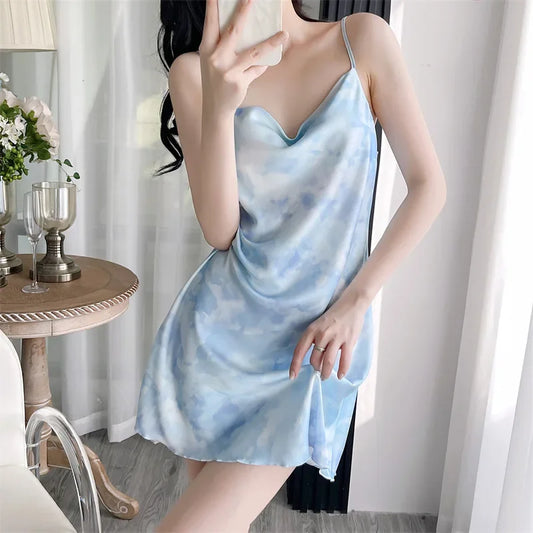 Cralom Sensual Floral Silk Nightgown Set - Chic Summer Loungewear