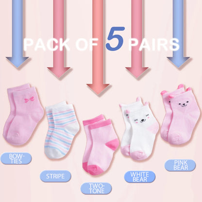 Kids Cotton School Socks Set 100% Breathable Anti-Slip Casual Sports by Cralom