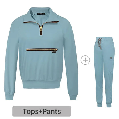 Cralom Solid Jogging Nursing Uniforms with Big Pocket