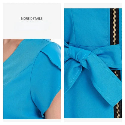 Cralom Beauty Workwear Set: Elastic Blouse & Straight Pants for Women