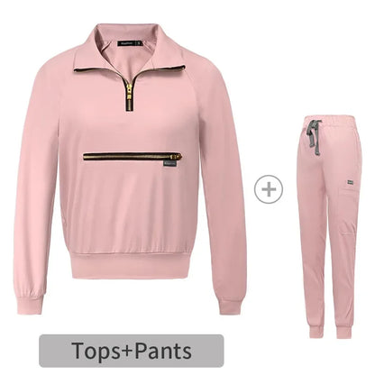 Cralom Solid Jogging Nursing Uniforms with Big Pocket