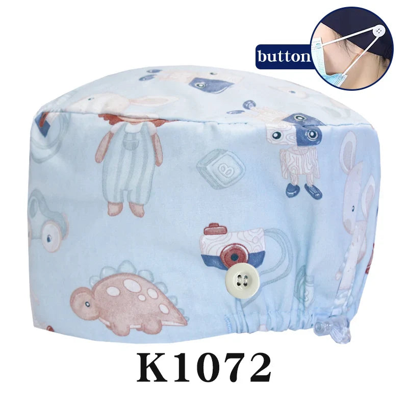 Cralom Animal Print Surgical Caps: Cotton Nurse Hats