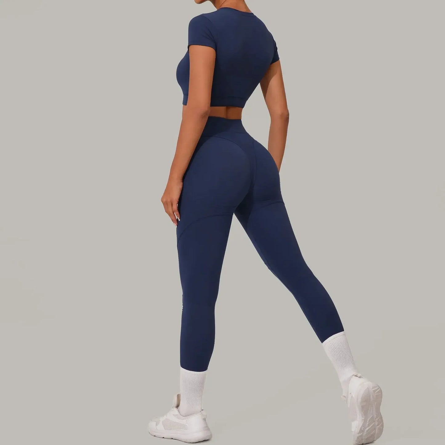 Cralom Seamless Brushed Yoga Set - High Waist Booty Lifting Workout Outfit
